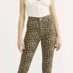 NWT Free People We The Free Leopard Print Cropped Skinny Pants High Waisted 27